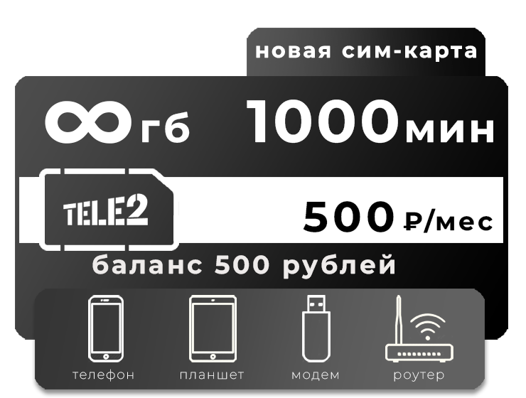 SIM-карта Теле2 500 Безлимит